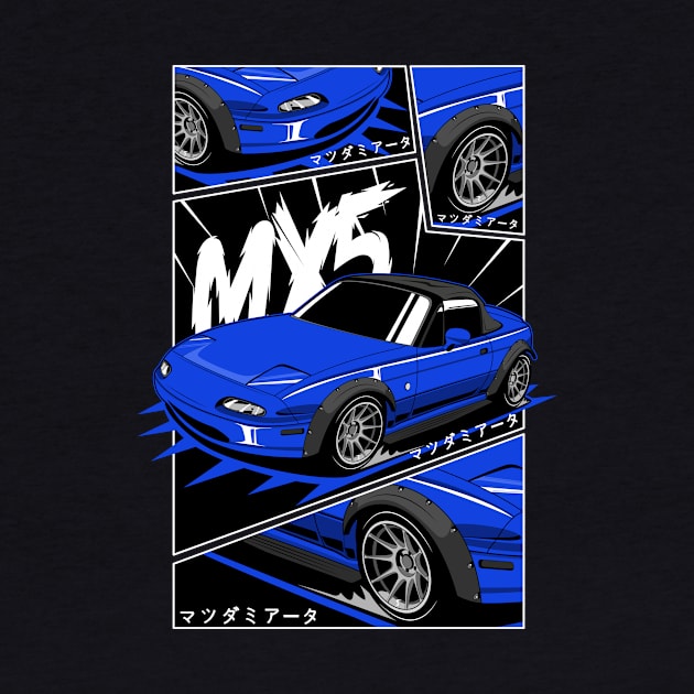 Blue miata jdm manga style by R.autoart